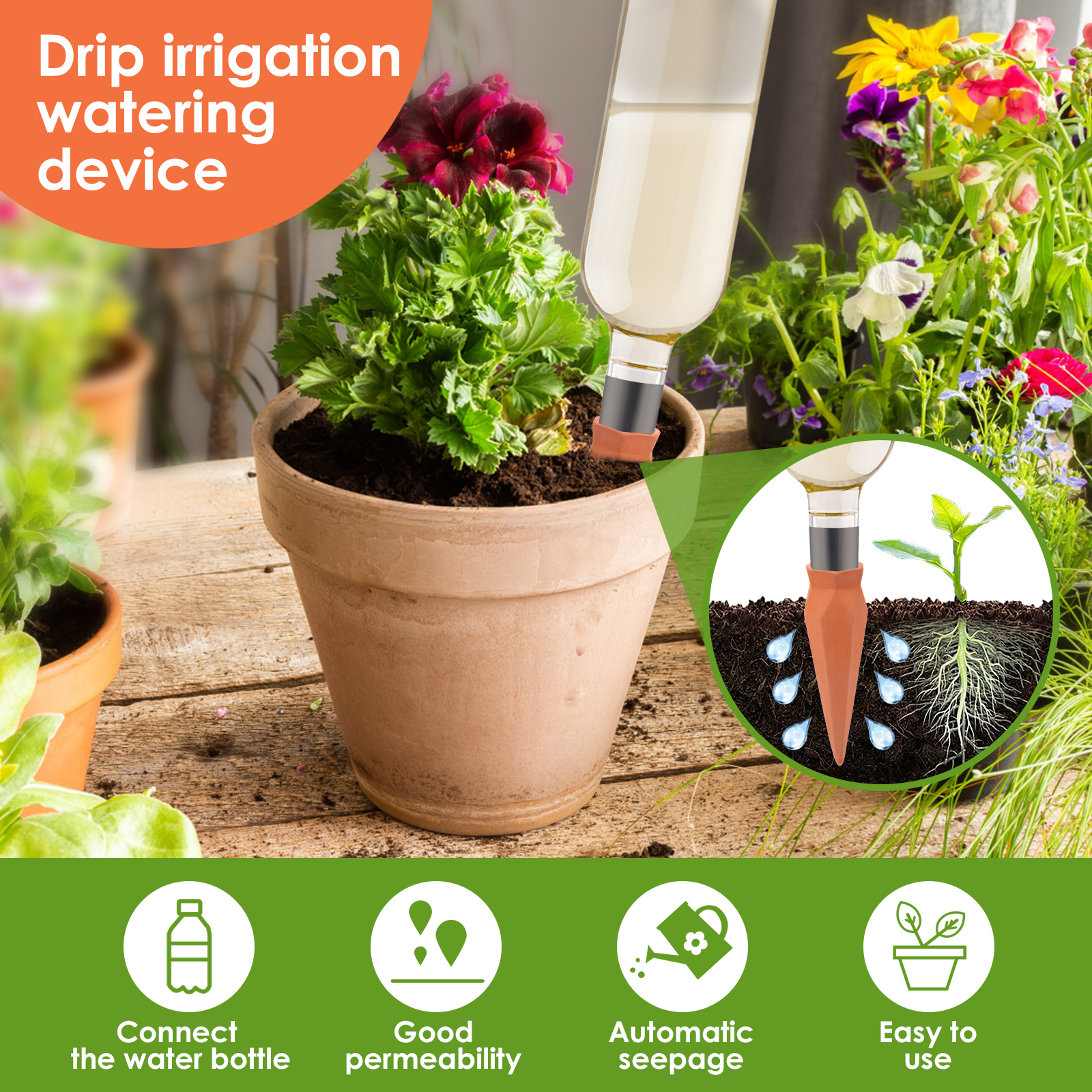 8Pcs Self Watering Stakes Red  - Self Watering Insert 评论和价格