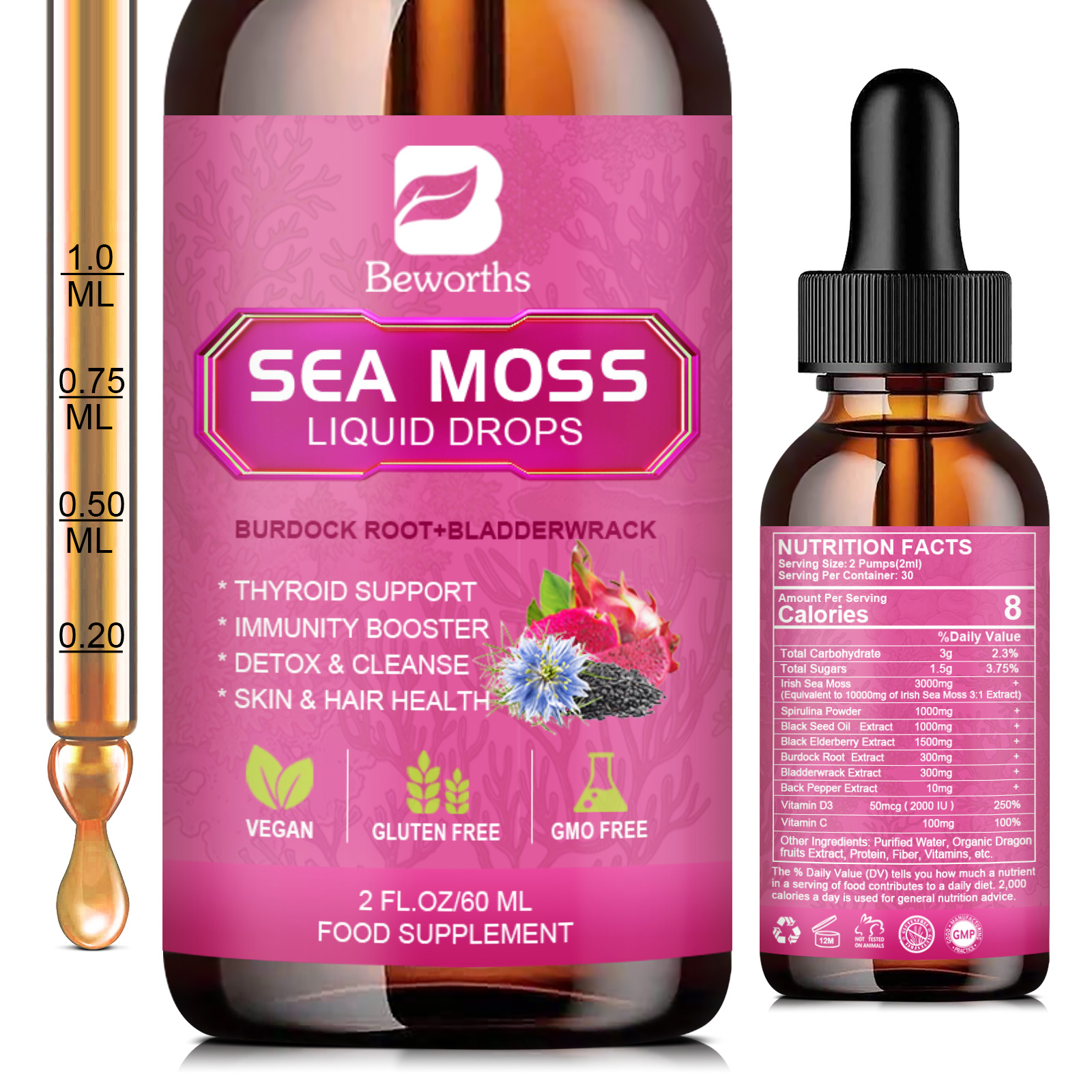 BEWORTHS 3000MG Seamoss Liquid - Root Stimulator Liquid 评论和价格