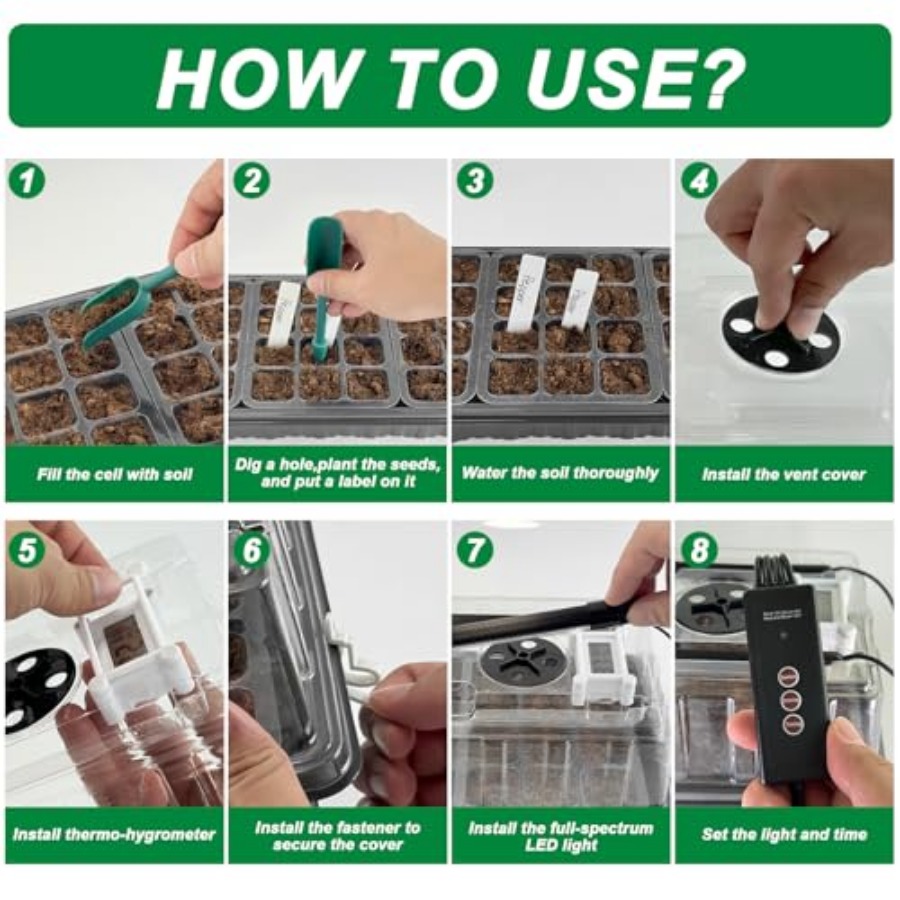 Seed Starter Tray with Grow Li - Humidity Dome Kit 评论和价格