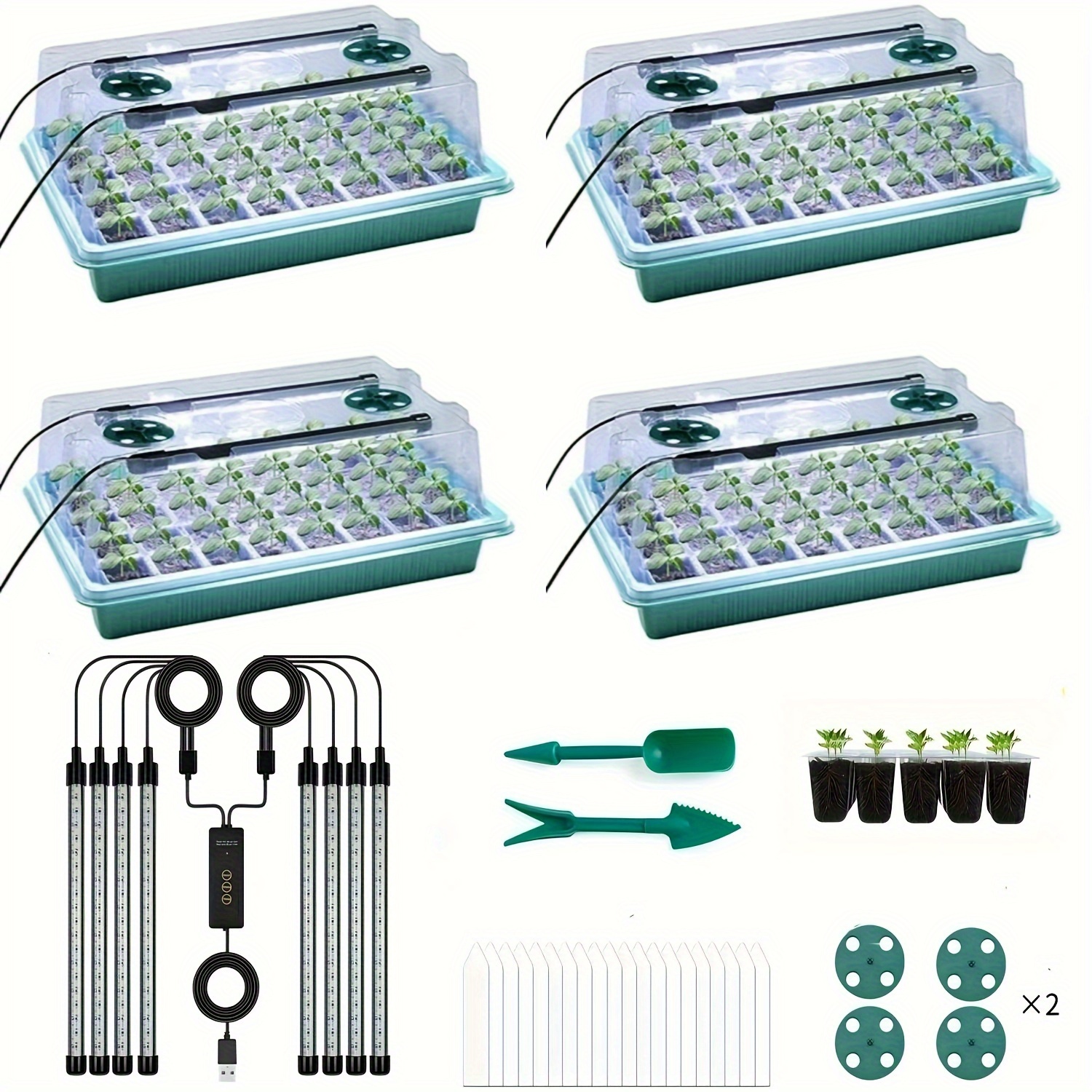 4-Pack Seed Starter Tray Kit 1 - Humidity Dome Kit 评论和价格